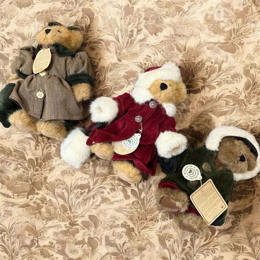 Vintage Boyd’s Bears Bailey Winter Velvet Coat Lot 3 Plaid Holiday Plush